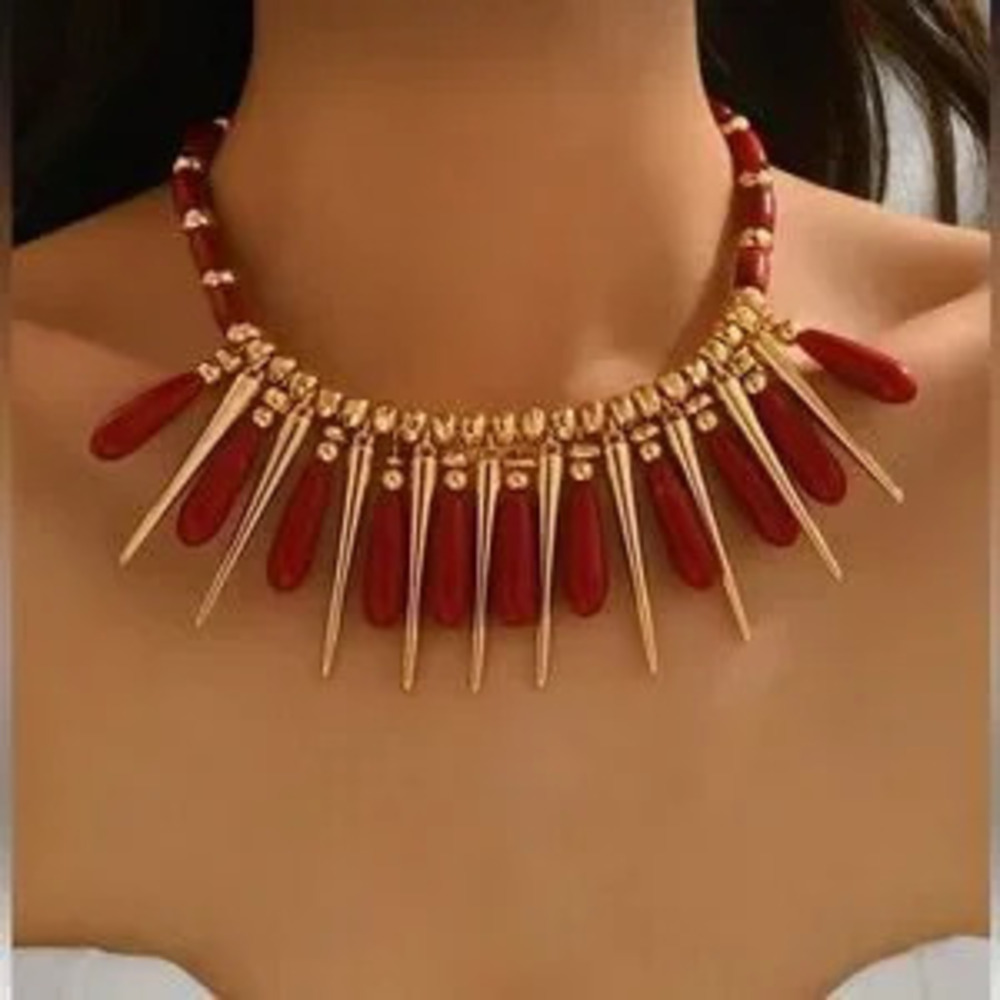 Zara Red Coral Statement Necklace
